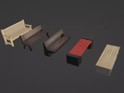 Outdoor benches Free low-poly 3D model