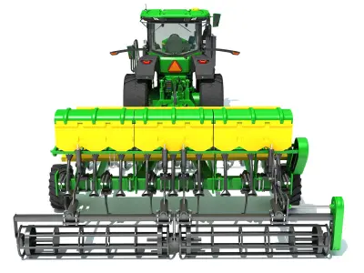 Tractor with Seed Drill 3D model 6
