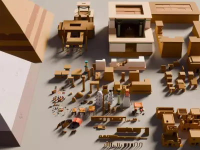 Egypt Low Poly Asset Pack Low-poly 3D model