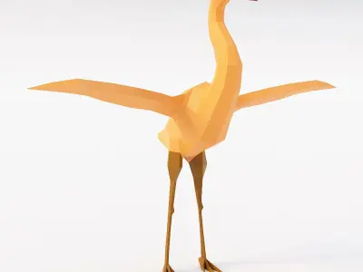 Crane bird low poly 3d model Low-poly 3D model