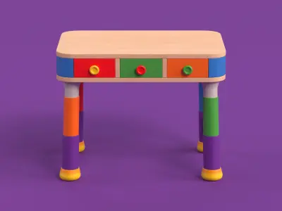 Table 15 Study Table for Kids with Storage Low-poly 3D model