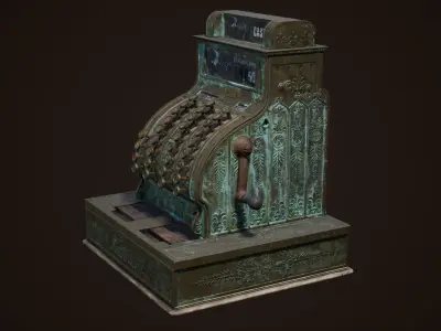 Antique Cash Register  National Low-poly 3D model