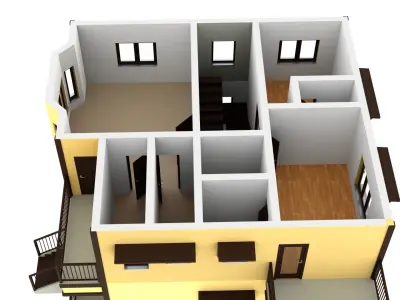 house two story Free low-poly 3D model