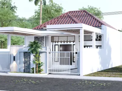 One floor Minimalist Luxury Modern House Design full interior 3D model