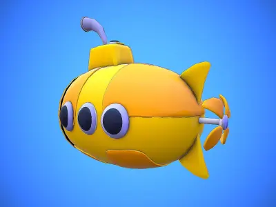 SUBMARINE CARTOON STYLIZED Low-poly 3D model