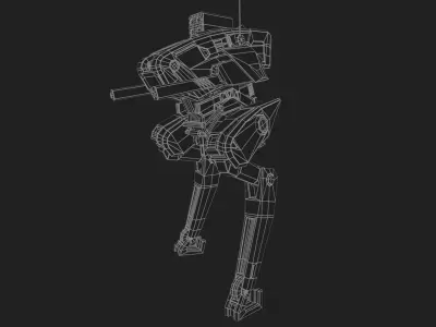 Mecha destroyer Low-poly 3D model
