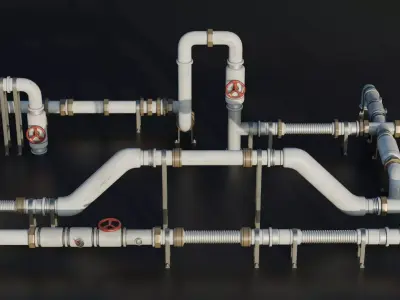 Pipes Modular System - Industrial Roof Elements Set Low-poly 3D model