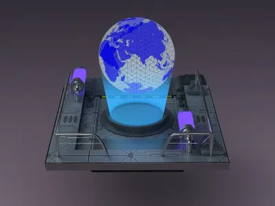 Space Earth Station Orbit Planet Hologram Medical Lab Research 3D model