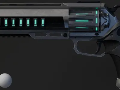 Sci fi Revolver Low-poly Game ready 3D model Low-poly 3D model