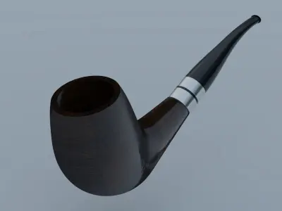 Smoking Pipe Half-Bent Wood 3D model