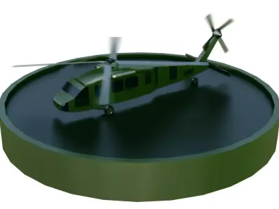 Low Poly Army Chopper or Helicopter Low-poly 3D model