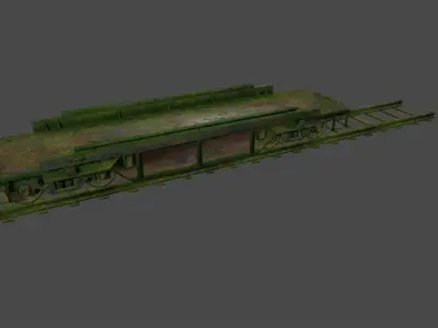 train 1 old on track Low-poly 3D model