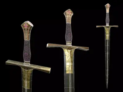 Fantasy Sword Low-poly 3D model 15