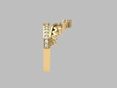 Crown Diamond Ring 3D print model
