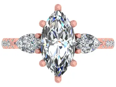 2carat Marquise And Pear Stone Engagement Ring 3D print model purchase