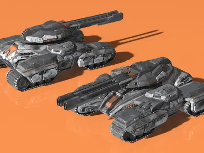 Fantastic Combat Tank Damaged 3D model