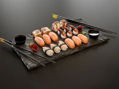 sushi set 3D model purchase