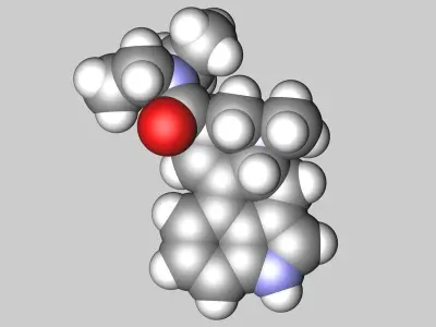 LSD Lysergic acid diethylamide molecule 3D model