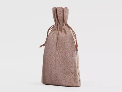 Jute Bag V2 - Filled Burlap Drawstring Pouch 3D model