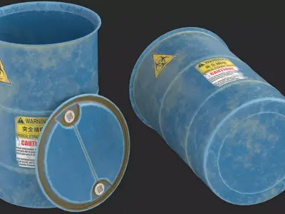industrial Biohazard Plastic Barrel Low-poly 3D model