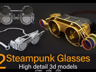2- Steampunk Glasses- High detail 3d models Low-poly 3D model