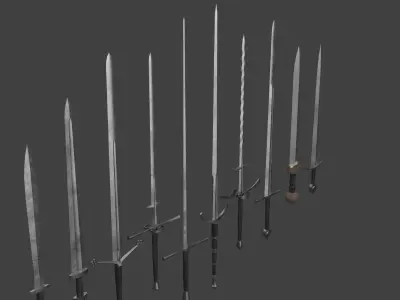 Set of Ten Different Swords Low-poly 3D model