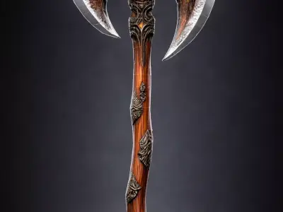 Fiery Winged Axe Low Poly 3D Model Low-poly 3D model