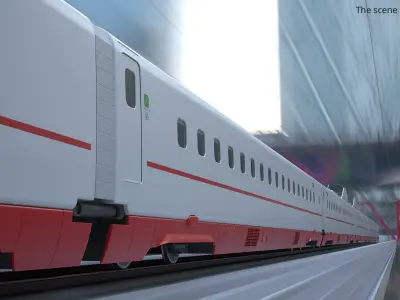 High Speed Passenger Intermediate Car with Interior 3D model