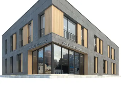 Modern Commercial Building No5 Low-poly 3D model