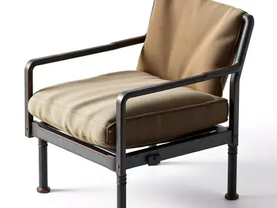 Industrial Armchair Fabric Cushions Low-poly 3D model