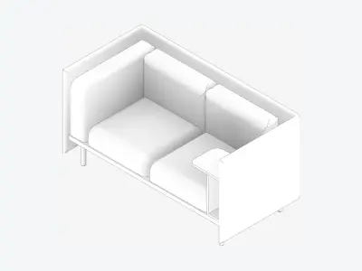 Sofa - Contemporary - Flame - Small Work Shelf - Right Low-poly 3D model