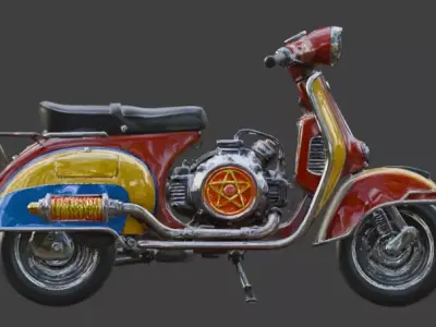 Vintage Atompunk Nuclear Fusion Scooter 3D Model Low-poly 3D model