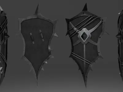 Shield with 4 different textures Low-poly 3D model