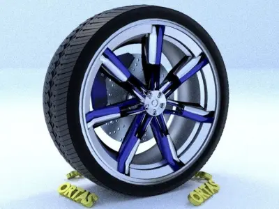 ORTAS CAR RIM 68 GAME READY RIM TIRE AND DISC 3D model