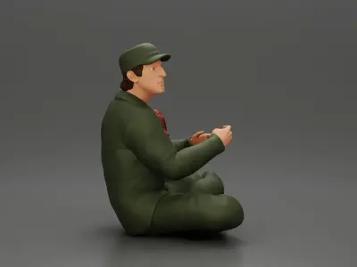 Jamie Farr sitting while eating breakfast in the MASH series 3D print model