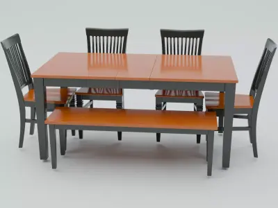 Dining Chair And Table Low-poly 3D model