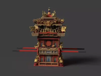 Chinese Wedding Sedan Chair  Low-poly 3D model