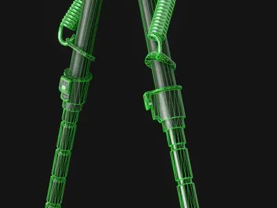 Harris S-BRM Picatinny Rail Bipod Attachment - Game Asset Low-poly 3D model