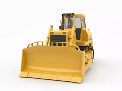 Heavy Construction Tracked Bulldozer Low-poly 3D model