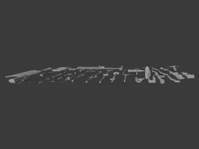 low poly gun - survival pack Low-poly 3D model