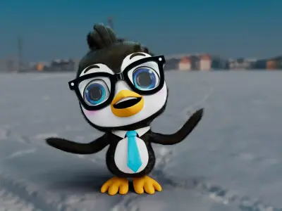 Cute Penguin Low-poly 3D model