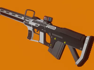 Low-poly Futuristic Triple Barrel Sniper Rifle Low-poly 3D model