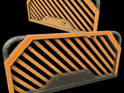 Cyberpunk  barrier Guard - sci fi - game ready Low-poly 3D model