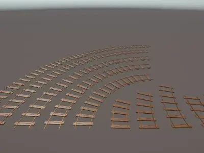 Train Track Kit Low-poly 3D model