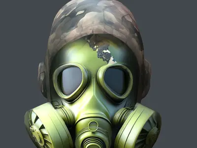helmet Gas mask 3d model military combat Low-poly Low-poly 3D model