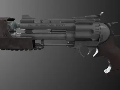 Steampunk model of a revolver Low-poly 3D model