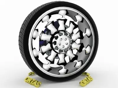 ORTAS CAR WHEEL RIM 72 GAME READY WHEEL RIM TIRE 3D model