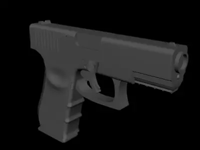 Glock 21 3D model low-poly and high-poly  Low-poly 3D model