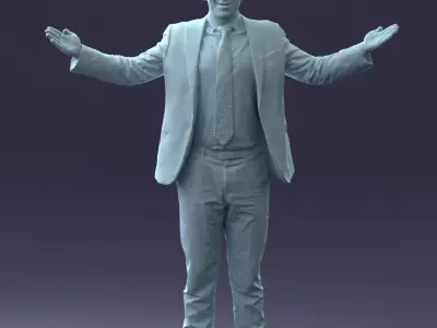 000297 Businessman in Blue Suit with Open Arms 1016 3D model