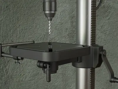 Bench Drill Press and Toolbox 3D model